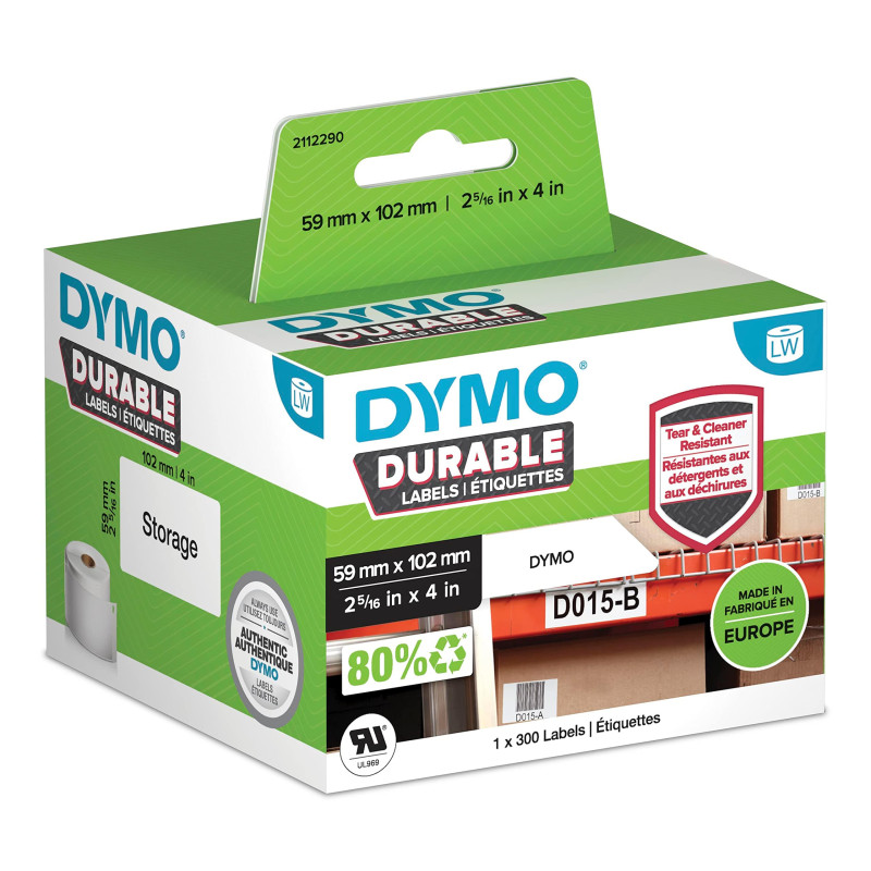 DYMO Rouleau de 300 étiquettes LabelWriter Durable Noir/Blanc 59 x 102 mm - 1933088