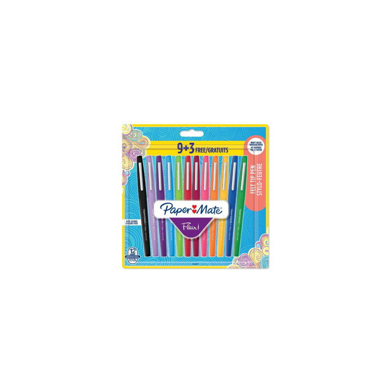 Paper Mate Flair Lot de 12 feutres M 0,7 mm sous blister Paper Mate Flair Lot de 12 feutres M 0,7 mm sous blister