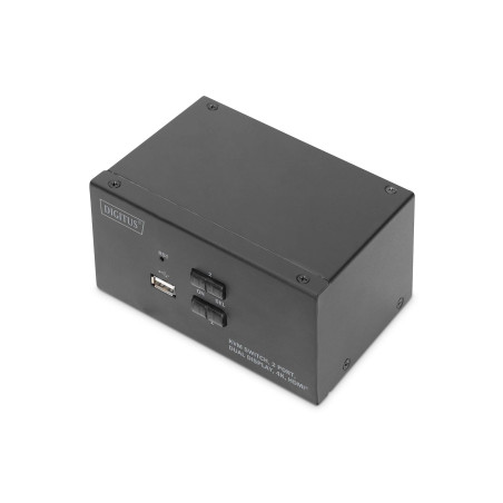 DIGITUS Commutateur KVM HDMI 2 ports - Double affichage - UD 4K - ports USB/audio, Hotkey, télécommande - pour 2 écrans