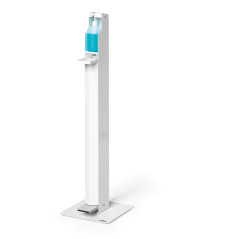 Durable 589502 Distributeur de Désinfection avec Pied Et Bac d'Égouttement pour Bouteilles Jusqu'à 500 Ml, Blanc, 300 x 1132 x 3