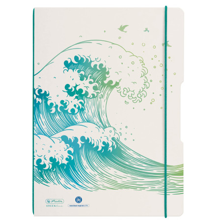 Herlitz 50033645 Cahier de notes Flex A4 2 x 40 pages lignées et quadrillées Motif vague GREENline