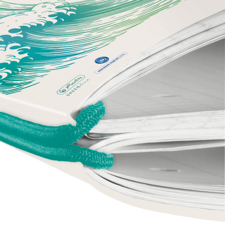 Herlitz 50033645 Cahier de notes Flex A4 2 x 40 pages lignées et quadrillées Motif vague GREENline