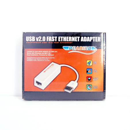 Peabird - 0107301 - Adaptateur USB 2.0 vers RJ45 Fast Ethernet - Blanc