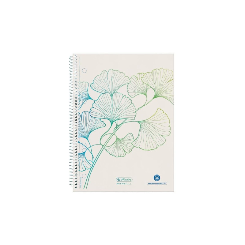 herlitz Greenline 50033508 Ginkgo Bloc à spirales 70 feuilles quadrillées Format A5 herlitz Greenline 50033508 Ginkgo Bloc à spirales 70 feuilles quadrillées Format A5