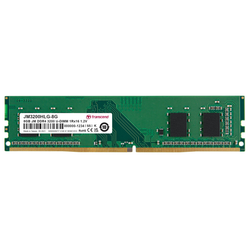 Transcend Module mémoire Long-DIMM 8GB DDR4 3200MHz - JM3200HLG-8G Transcend Module mémoire Long-DIMM 8GB DDR4 3200MHz - JM3200HLG-8G