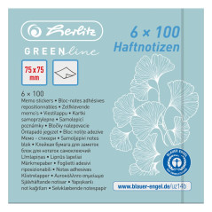 Herlitz 50033430 Bloc-notes autocollant, 75 x 75 mm, 600 feuilles, série motif : GREENline, 1 pièce