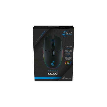 MediaRange MRGS202 Jeu Souris Ordinateur avec câble 6 Boutons USB 2.0 Noir