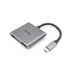 Equip Adaptateur USB-C/133484 USB-C 4 en 1 Double HDMI Adaptateur/Argent