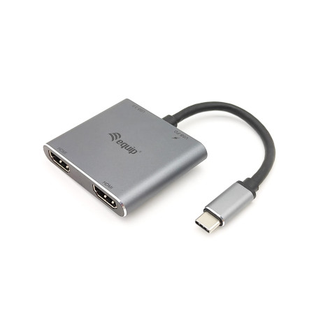 Equip Adaptateur USB-C/133484 USB-C 4 en 1 Double HDMI Adaptateur/Argent