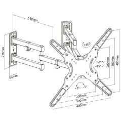 Equip 650328 Soporte de Pared de Esquina Para TV 23"-55" VESA 400X400 Max. 45Kg