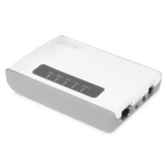 DIGITUS Wireless 300N Serveur réseau Multifonction 2 Ports, USB2.0, Hub USB réseau, Serveur d'impression