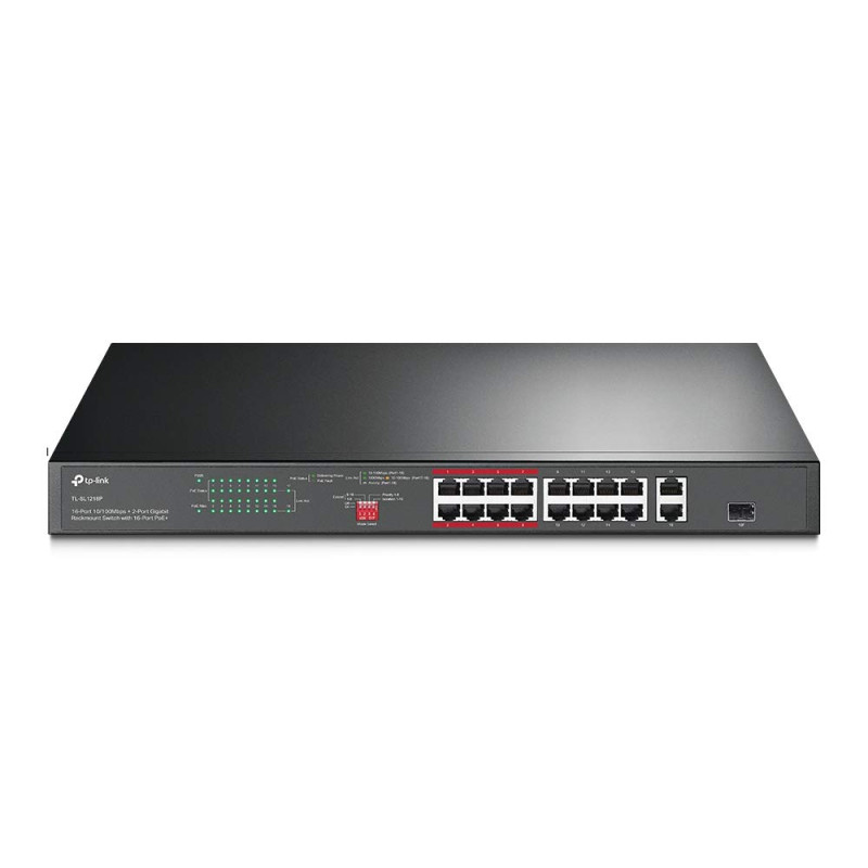 TP-LINK TL-SL1218P Switch Non administrable 16 Ports PoE+ 10/100 Mbps + 2 Ports Gigabit TP-LINK TL-SL1218P Switch Non administrable 16 Ports PoE+ 10/100 Mbps + 2 Ports Gigabit