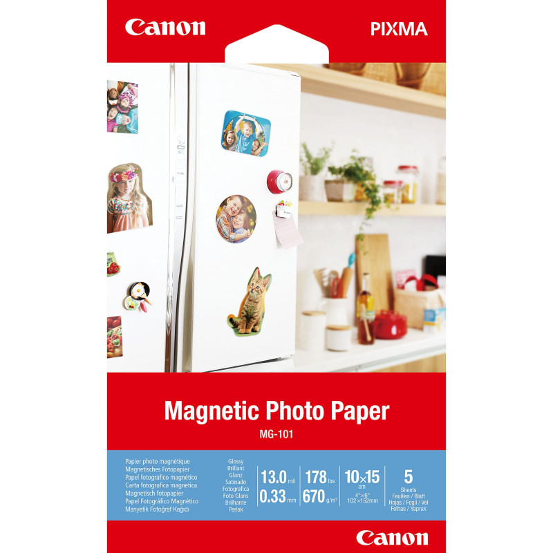 Canon MG-101 Papier Photo Magnétique Brillant Format 10x15cm (5 feuilles) Canon MG-101 Papier Photo Magnétique Brillant Format 10x15cm (5 feuilles)