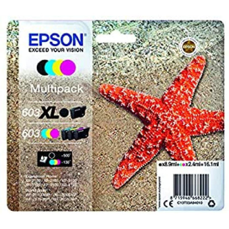 Epson Multipack 603 Etoile de Mer, Cartouches d'encre d'origine, 4 couleurs : Noir XL, Cyan, Magenta, Jaune, XP-2100 XP-2150 XP-