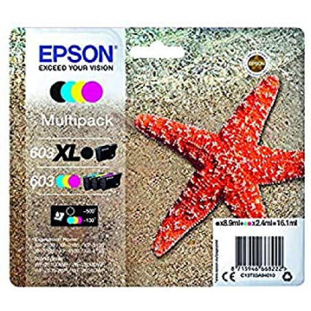 Epson Multipack 603 Etoile de Mer, Cartouches d'encre d'origine, 4 couleurs : Noir XL, Cyan, Magenta, Jaune, XP-2100 XP-2150 XP-