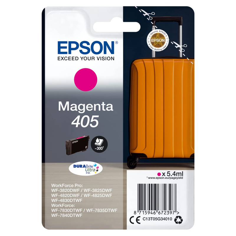 Epson Singlepack Magenta 405 DURABrite Ultra Ink Epson Singlepack Magenta 405 DURABrite Ultra Ink