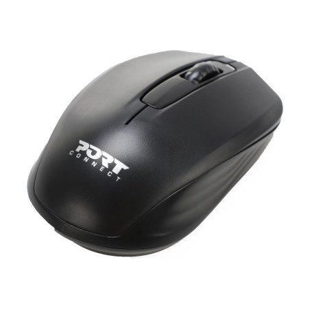 Port Connect Souris sans Fil 2.4 ghz USB-a & USB-c ambidextre Optique 1000 dpi Noire