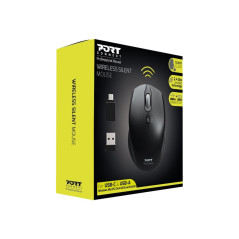 Port Connect Souris sans Fil 2.4 ghz USB-a & USB-c Silent Silencieux Noire