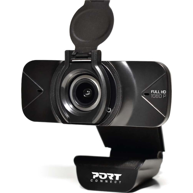 PORT CONNECT WEBCAM FULL HD 1080P compatible Window & Mac connectique USB-A & USB-C Microphone Noir