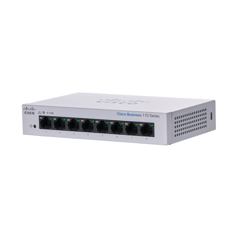 Commutateur Non administrable Cisco Business CBS110-8T-D | 8 Ports GE | Bureau | Alim. Externe | Garantie limitée à Vie Commutateur Non administrable Cisco Business CBS110-8T-D | 8 Ports GE | Bureau | Alim. Externe | Garantie limitée à Vie
