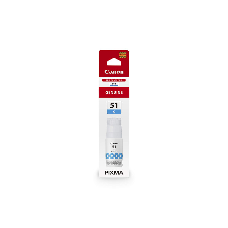Canon GI-51 C Bouteille d'encre pour imprimante Jet d'encre PIXMA MEGATANK, Haut rendement, Cyan Canon GI-51 C Bouteille d'encre pour imprimante Jet d'encre PIXMA MEGATANK, Haut rendement, Cyan