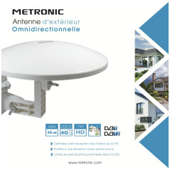 METRONIC 427017 Antenne Extérieure Omnidirectionnelle Amplifiée 36 dB- Idéal Camping-Car et Caravane - TNT - Compatible Full HD 