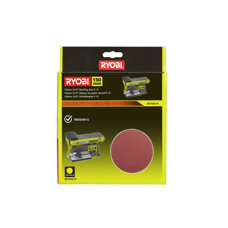 RYOBI - 10 Disques Autocollants 150mm - SD150A10 - Grain 80, Pour RBDS4601G RYOBI - 10 Disques Autocollants 150mm - SD150A10 - Grain 80, Pour RBDS4601G