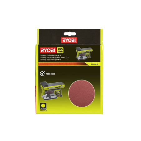 RYOBI - 10 Disques Autocollants 150mm - SD150A10 - Grain 80, Pour RBDS4601G