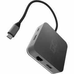 Green Cell AK61 hub & concentrateur USB 3.2 Gen 1 (3.1 Gen 1) Type-C Argent
