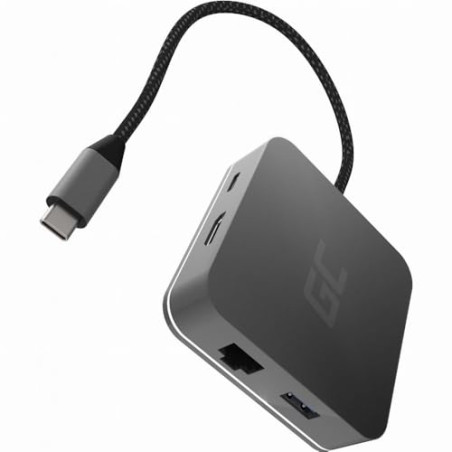 Green Cell AK61 hub & concentrateur USB 3.2 Gen 1 (3.1 Gen 1) Type-C Argent