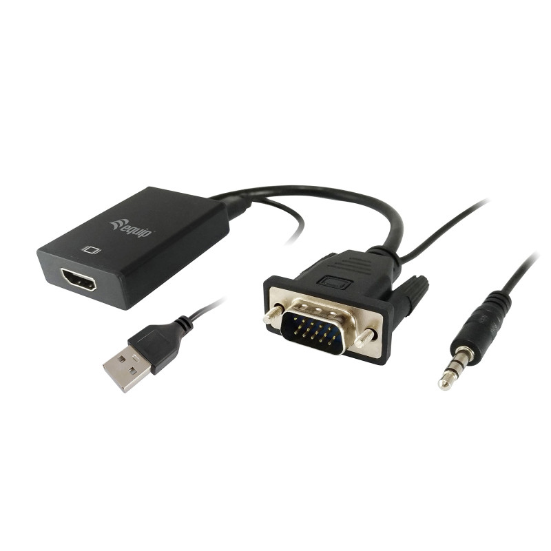 Equip 119038 Adaptateur Vga mâle A Hdmi Hema avec Audio Jack 3.5