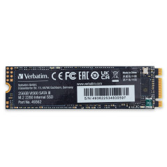 Verbatim SSD Interne Vi560 S3 256Go, Disque SSD Interne 2,5" SATA III M.2 2280 avec Technologie 3D NAND, Jusqu’à 550 Mo/s en Lec