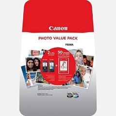 Canon PG-560 XL CL-561 XL Value Pack de 2 Cartouches (Noir XL Couleur XL) +50 Feuilles Papier Photo 10x15cm Certifié (Plastique