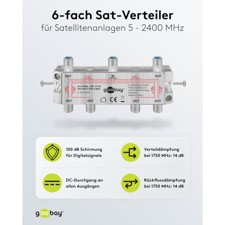 Goobay 67004 Répartiteur SAT, Sextuple