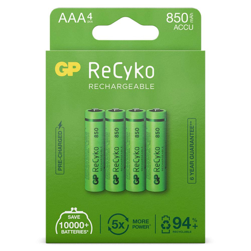 1x4 GP ReCyko NiMH Batteries AAA 850mAH, Ready to Use 1x4 GP ReCyko NiMH Batteries AAA 850mAH, Ready to Use