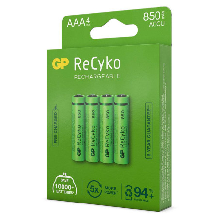 1x4 GP ReCyko NiMH Batteries AAA 850mAH, Ready to Use