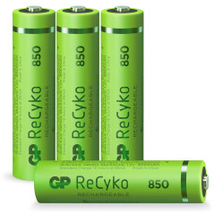 1x4 GP ReCyko NiMH Batteries AAA 850mAH, Ready to Use
