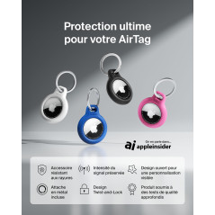 Belkin Étui pour Apple AirTag avec Attache en Métal, Porte Clés, Protection Durable, Anti-rayure, Ouverture Facile et Rebords Su