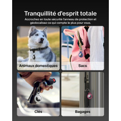 Belkin Étui pour Apple AirTag avec Attache en Métal, Porte Clés, Protection Durable, Anti-rayure, Ouverture Facile et Rebords Su