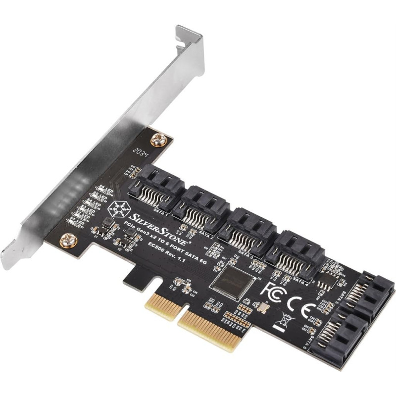 Silverstone Technology ECS06, Carte PCI Express 6 Ports SATA Gen3 (6Gbps) Non Raid Gen3 x2, SST-ECS06 Silverstone Technology ECS06, Carte PCI Express 6 Ports SATA Gen3 (6Gbps) Non Raid Gen3 x2, SST-ECS06