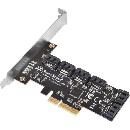 Silverstone Technology ECS06, Carte PCI Express 6 Ports SATA Gen3 (6Gbps) Non Raid Gen3 x2, SST-ECS06