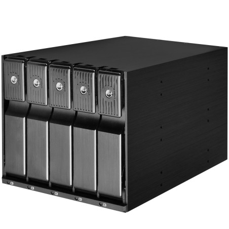 SilverStone Technology SST-FS305-12G - Fond de Panier en Rack Mobile, 5 Plateaux, échangeables à Chaud en Aluminium avec Ventila