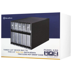 SilverStone Technology SST-FS305-12G - Fond de Panier en Rack Mobile, 5 Plateaux, échangeables à Chaud en Aluminium avec Ventila