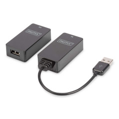 DIGITUS USB Extender - Portée 45 m - USB 1.1 - Câble réseau UTP, STP & S-FTP de Cat-5 - Plug & Play - Noir