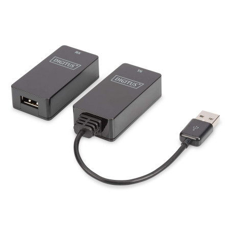DIGITUS USB Extender - Portée 45 m - USB 1.1 - Câble réseau UTP, STP & S-FTP de Cat-5 - Plug & Play - Noir