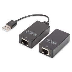 DIGITUS USB Extender - Portée 45 m - USB 1.1 - Câble réseau UTP, STP & S-FTP de Cat-5 - Plug & Play - Noir