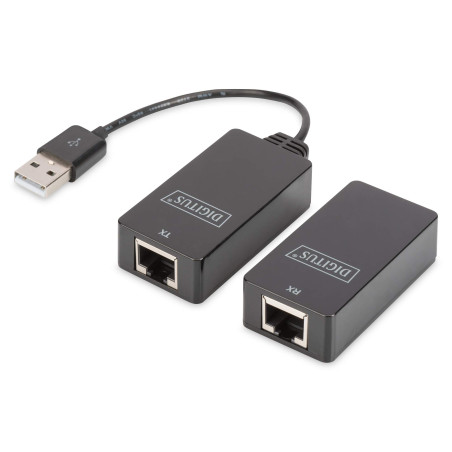 DIGITUS USB Extender - Portée 45 m - USB 1.1 - Câble réseau UTP, STP & S-FTP de Cat-5 - Plug & Play - Noir