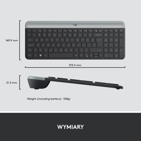 Logitech MK470 Ensemble Clavier et Souris sans Fil Ultra-fin - Touches Silencieuses, Récepteur USB 2,4 GHz, Autonomie Longue Dur