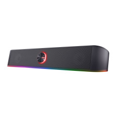 Trust Gaming Barre de Son Éclairée RGB GXT 619 Thorne - Enceintes Stéréo 2.0, Éclairage LED RGB, 12 W, Alimentation USB, pour PC