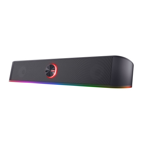 Trust Gaming Barre de Son Éclairée RGB GXT 619 Thorne - Enceintes Stéréo 2.0, Éclairage LED RGB, 12 W, Alimentation USB, pour PC
